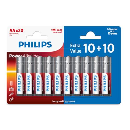 ΜΠΑΤΑΡΙΕΣ ΑΛΚΑΛΙΚΕΣ PHILIPS "AA" (20 ΤΕΜ.)